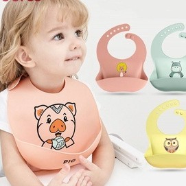 Yếm Ăn silicone Dẻo Có Thể Điều Chỉnh Hình Động Vật Cho Bé