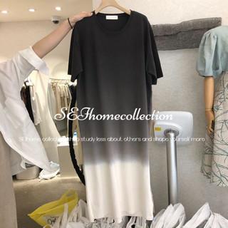 [SEI Home] Đầm Thun Dài Qua Gối Dáng Rộng Cỡ Lớn Màu Sắc Gradient Mùa Hè Giản Dị Dành Cho Bạn Nữ Mặc Thường Ngày