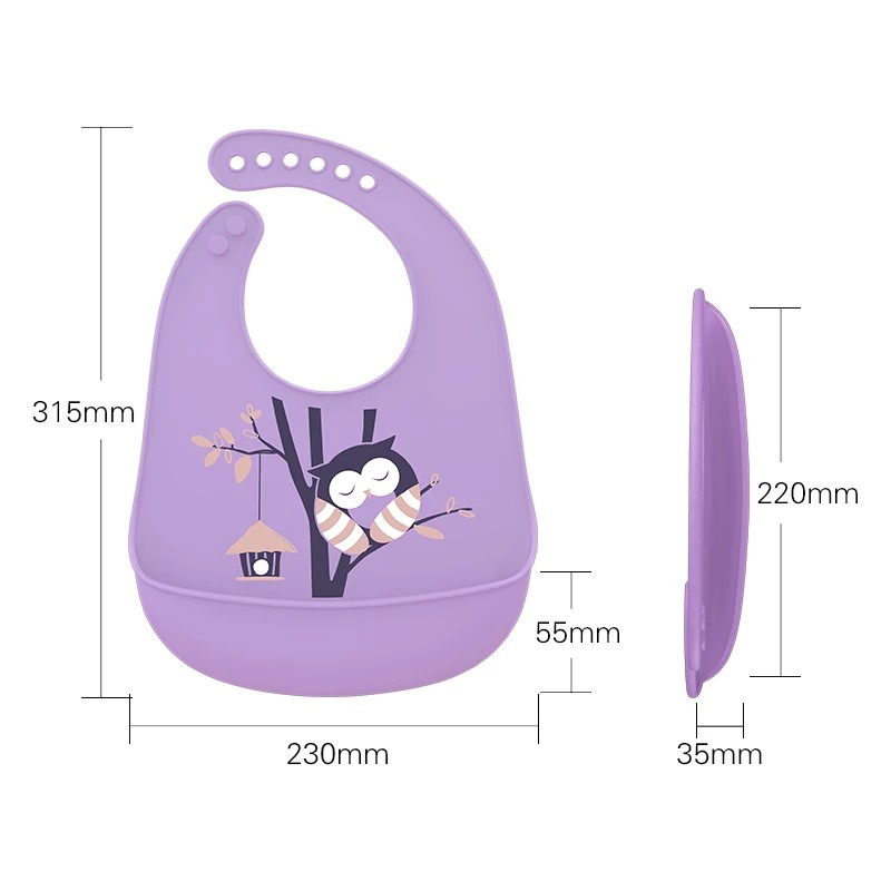 Yếm Ăn silicone Dẻo Có Thể Điều Chỉnh Hình Động Vật Cho Bé