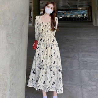 French Fashion Style Long Sleeve Floral Dress Spring 2023 New