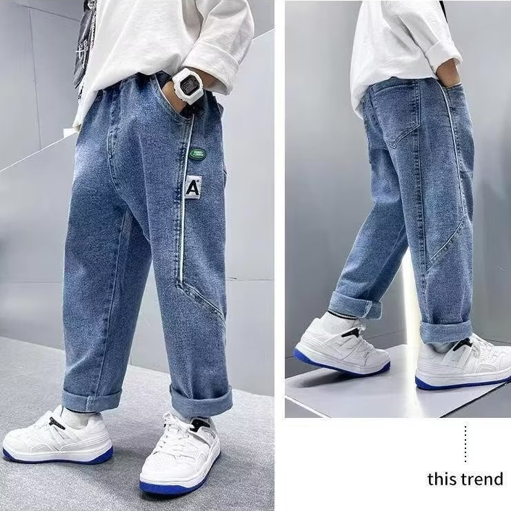 Quần Jean Dài Dáng Rộng Phong Cách Thời Trang Mới 2023 Cho Bé Trai