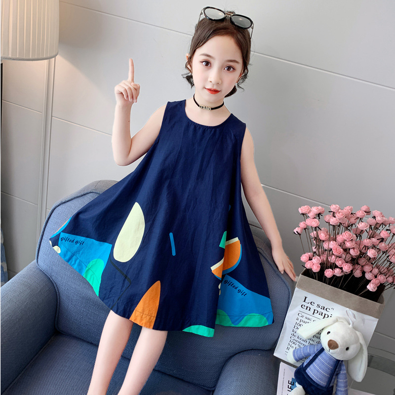 Sun baby Đầm Bé Gái In Họa Tiết Phong Cách Phương Tây Thời Trang Hè 2023