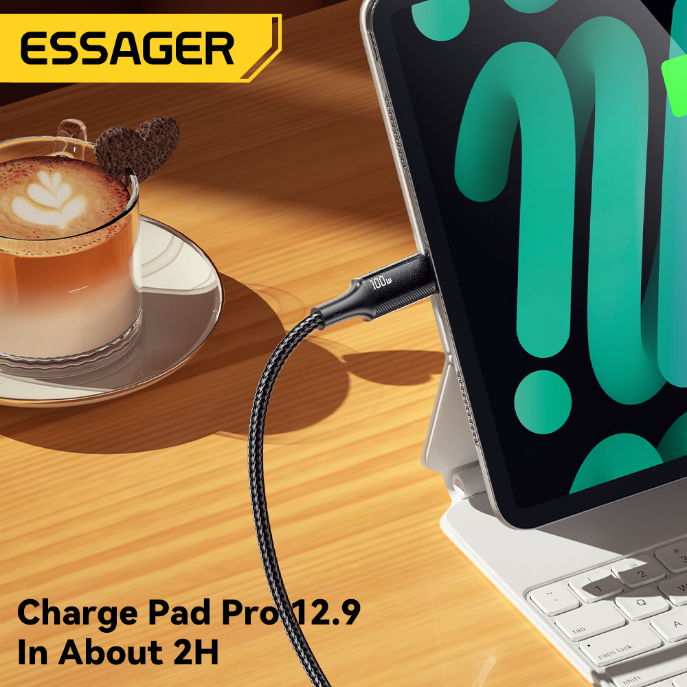 Dây Cáp Sạc Essager PD Type C Sang Type C 100W Fasr Cho Samsung ViVo Usb C