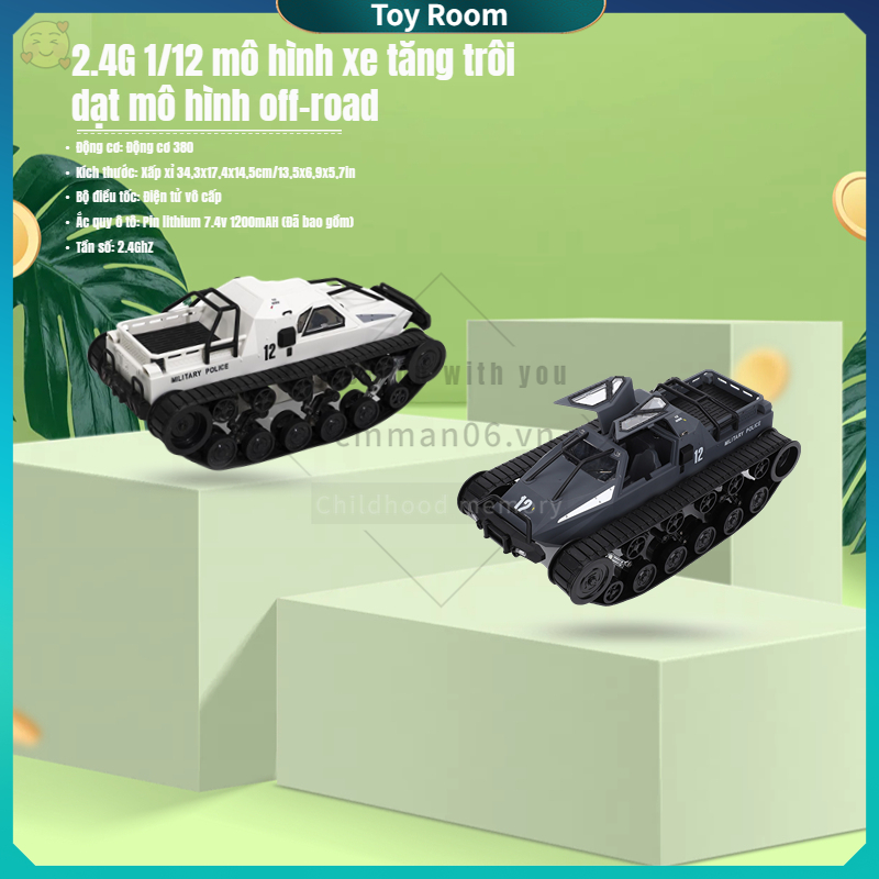 Có thể bán buôn Xe tăng mô phỏng 2.4Ghz 1/12 điện điều khiển từ xa với độ sâu lội nước 5 mét ToyRoom Hàng giao ngay