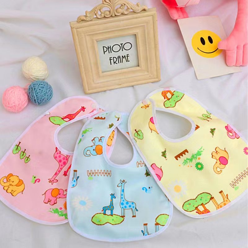 Yếm Ăn Vải Nhung Họa Tiết Hoạt Hình Dễ Thương Cho Bé