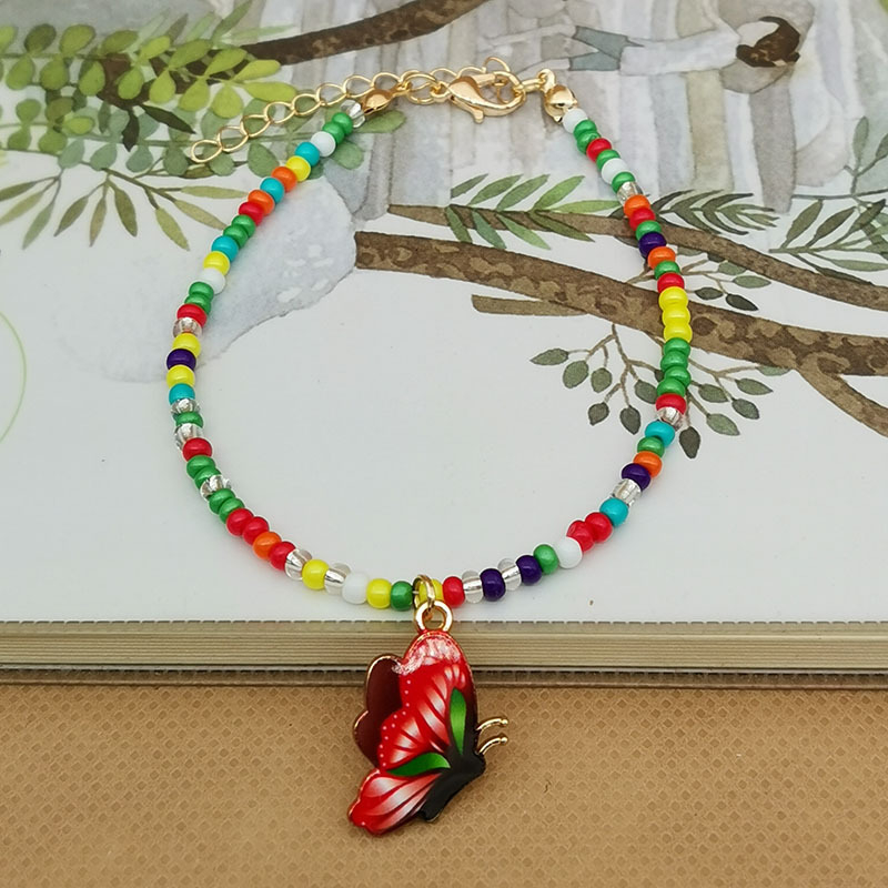 Lắc Chân Xỏ Hạt Nhiều Màu Sắc Mặt Hình Bướm Thời Trang Làm Quà Tặng Sinh Nhật Cho Bạn Gái