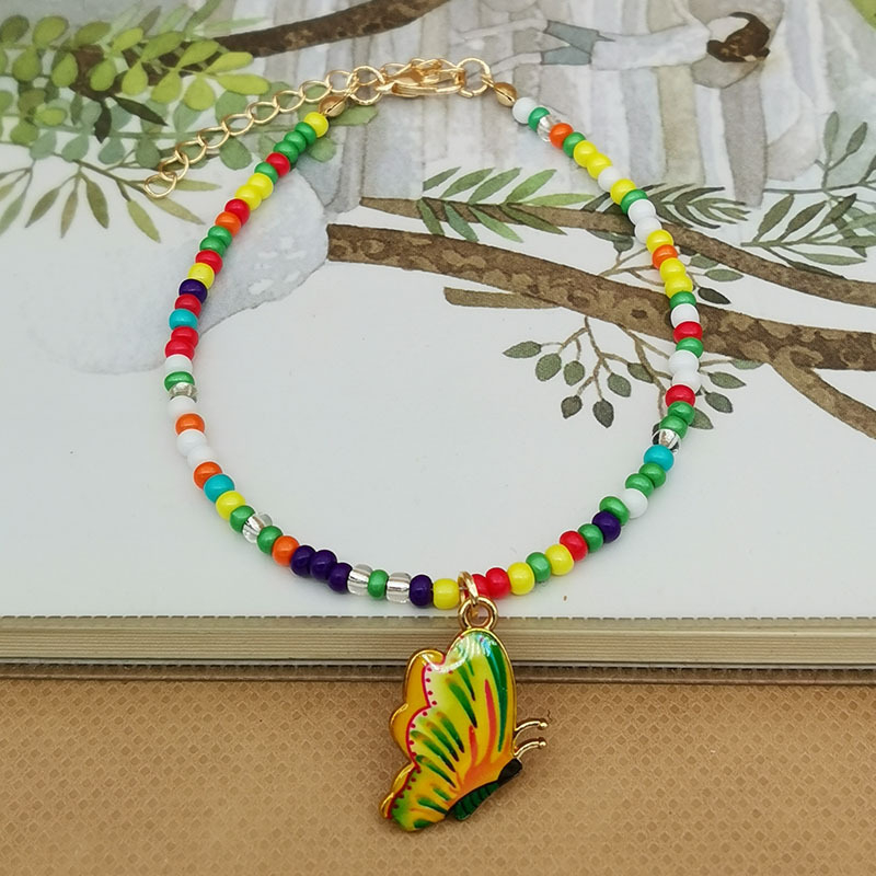 Lắc Chân Xỏ Hạt Nhiều Màu Sắc Mặt Hình Bướm Thời Trang Làm Quà Tặng Sinh Nhật Cho Bạn Gái