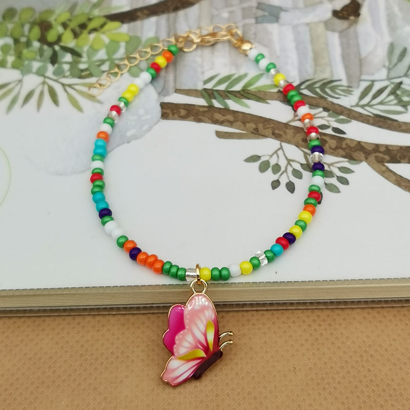 Lắc Chân Xỏ Hạt Nhiều Màu Sắc Mặt Hình Bướm Thời Trang Làm Quà Tặng Sinh Nhật Cho Bạn Gái