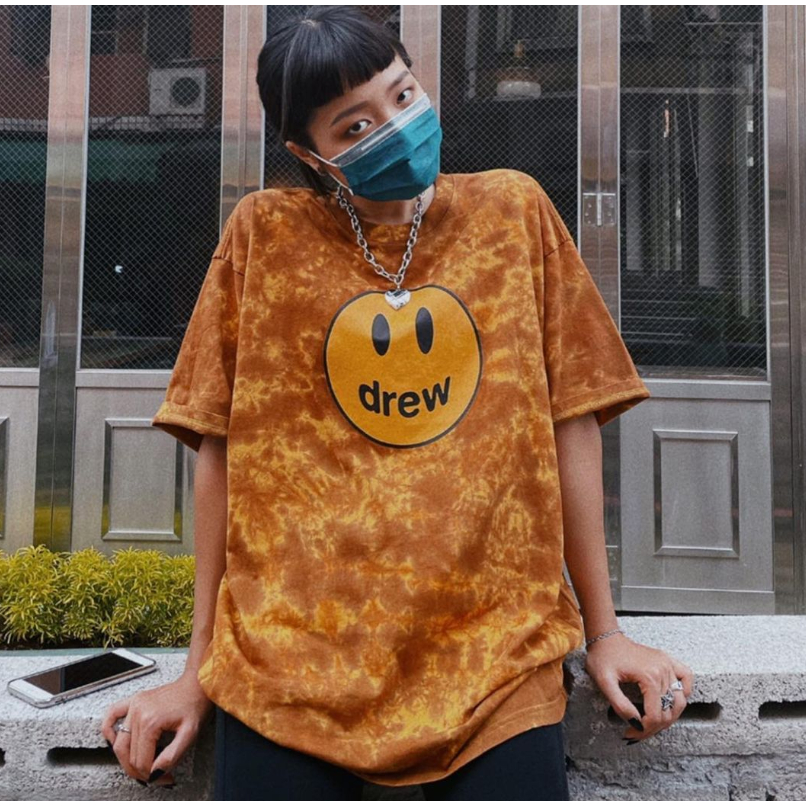 Mới Áo Thun Tay Ngắn Nhuộm Màu Họa Tiết Mặt Cười Thời Trang Cho Nam Và Nữ