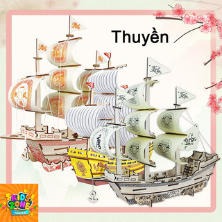 Mô hình lắp ráp đồ chơi Thuyền buồm bằng gỗ 3D Các loại khác nhau