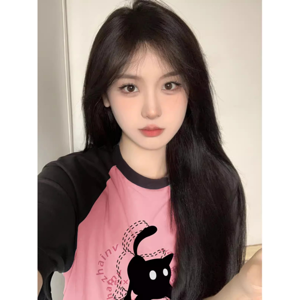 Áo Thun Nữ Tay Ngắn Dáng Rộng In Hình Búp Bê Barbie Màu Hồng Thời Trang