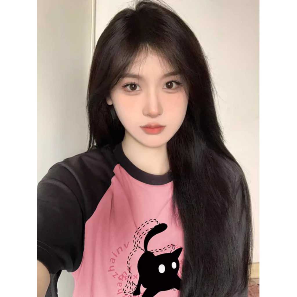 Áo Thun Nữ Tay Ngắn Dáng Rộng In Hình Búp Bê Barbie Màu Hồng Thời Trang