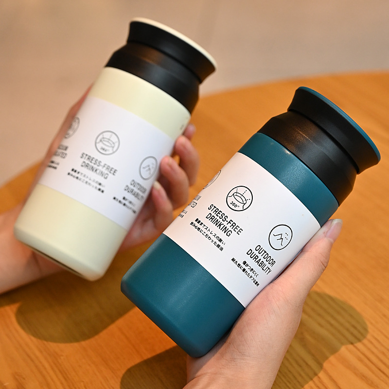 Bình Nước Giữ Nhiệt Bằng Thép Không Gỉ 304 Thiết Kế Đơn Giản Phong Cách Harajuku Nhật Bản