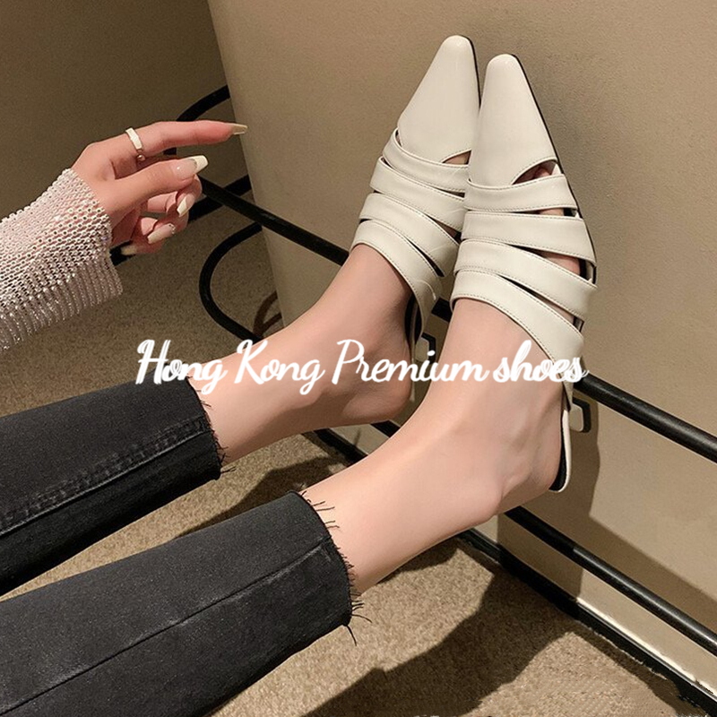 Hong Kong Premium shoes❥Giày Cao Gót Mũi Nhọn Bằng Da Mềm Thời Trang Mùa Hè Dành Cho Nữ
