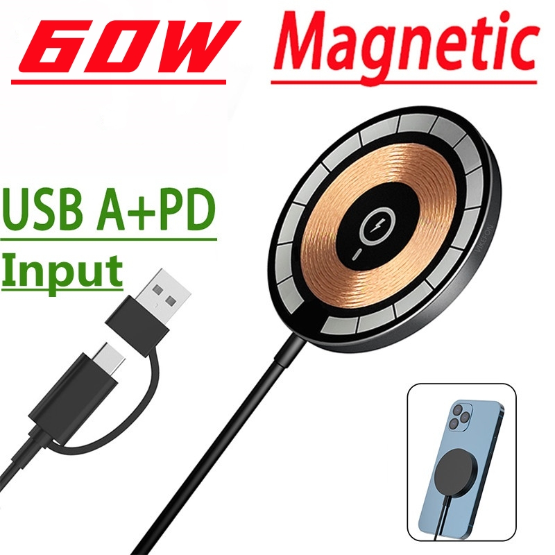 Đế Sạc Nhanh Không Dây 60W Cho iPhone 14 13 12 11 Pro X XS Max XR Samsung S21 S20 Giá Đỡ