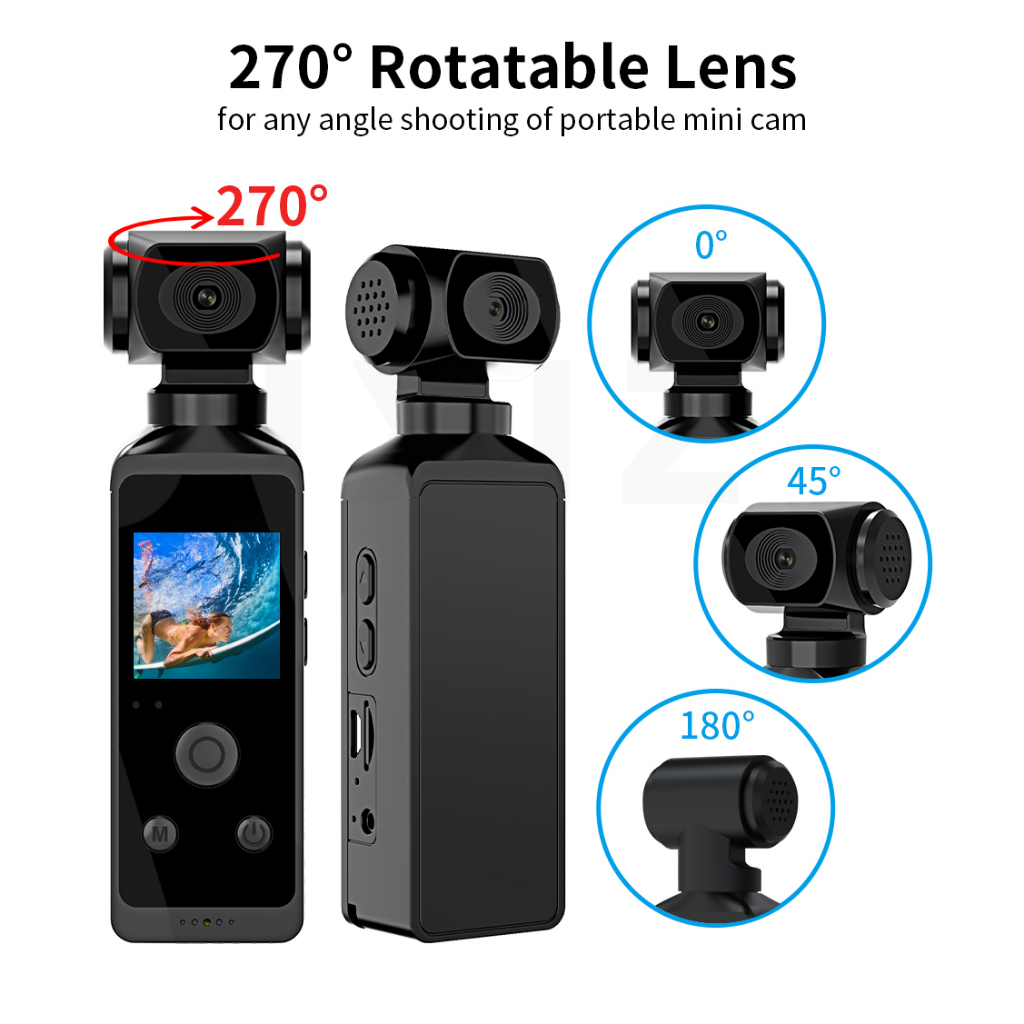 Camera Hành Trình Bỏ Túi 4k ultra hd 270 Độ 270 Độ° Vỏ Bọc camera Thể Thao Chống Nước Có Thể Xoay Được