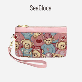 Ví cầm tay Seagloca thêu hình gấu dễ thương thời trang cho nữ