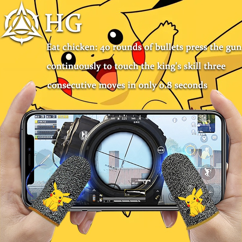 Găng Tay Chống Mồ Hôi Hình Pikachu Cho Điện Thoại Chơi Game PUBG