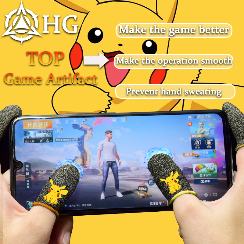 Găng Tay Chống Mồ Hôi Hình Pikachu Cho Điện Thoại Chơi Game PUBG