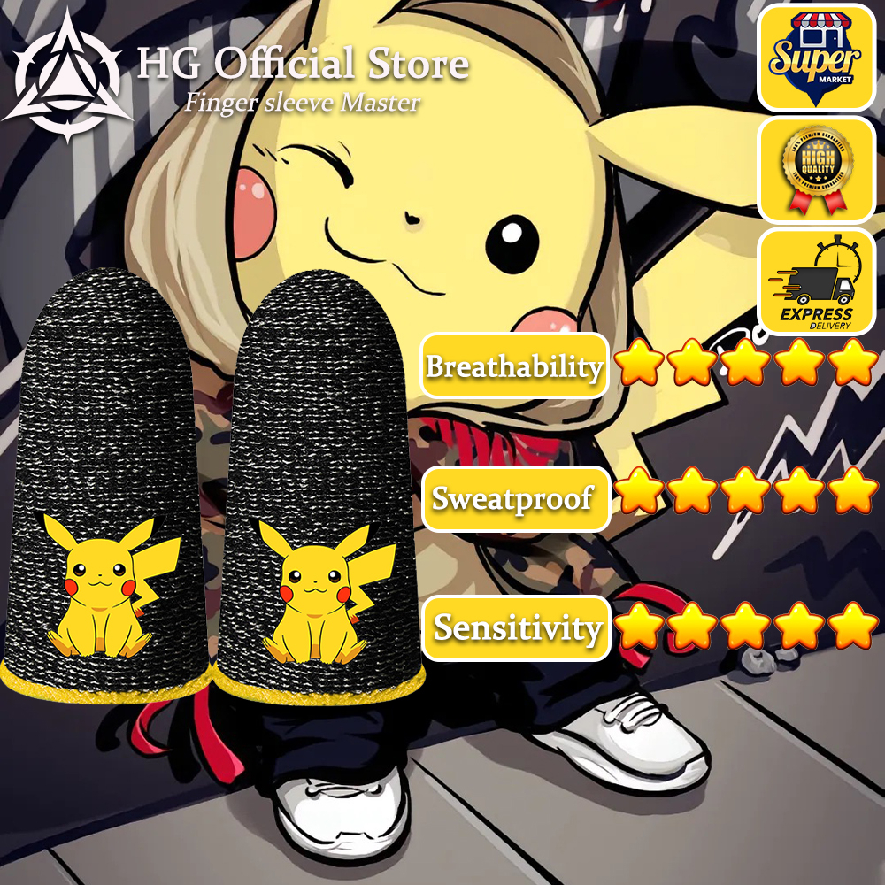 Găng Tay Chống Mồ Hôi Hình Pikachu Cho Điện Thoại Chơi Game PUBG