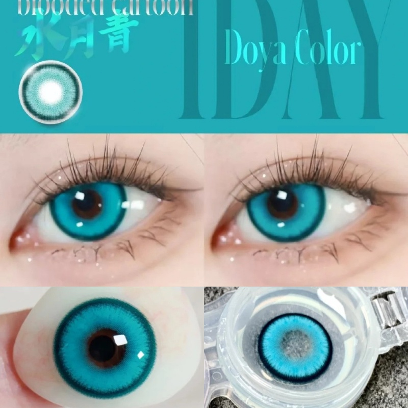 UYAAI 1 Cặp Kính Áp Tròng 14.2Mm Teal Thoải Mái Màu Hồng Tự Nhiên Mềm Mại Mỹ Phẩm Dành Cho Sinh Viên Cosplay