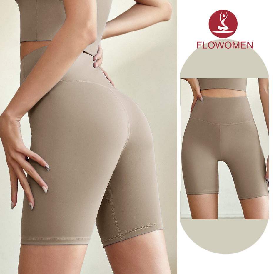 Flowoemn Quần Short Legging Thể Thao Lưng Cao Co Giãn Ôm Dáng Nửa Chân Dùng Khi Tập Thể Dục / Yoga / Đạp Xe / tennis Kín Đáo