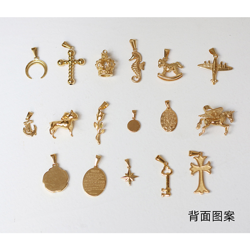 Dây Chuyền Thép Titan Mạ Vàng 18K Mặt Hình Hoa Hồng / Cá Ngựa / Máy Bay Thời Trang