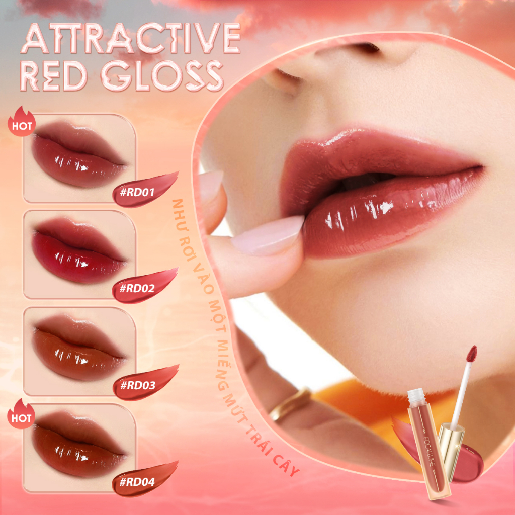 Focallure #Son Bóng Dạng Lỏng Không Dính Lâu Trôi Màu Hổ Phách