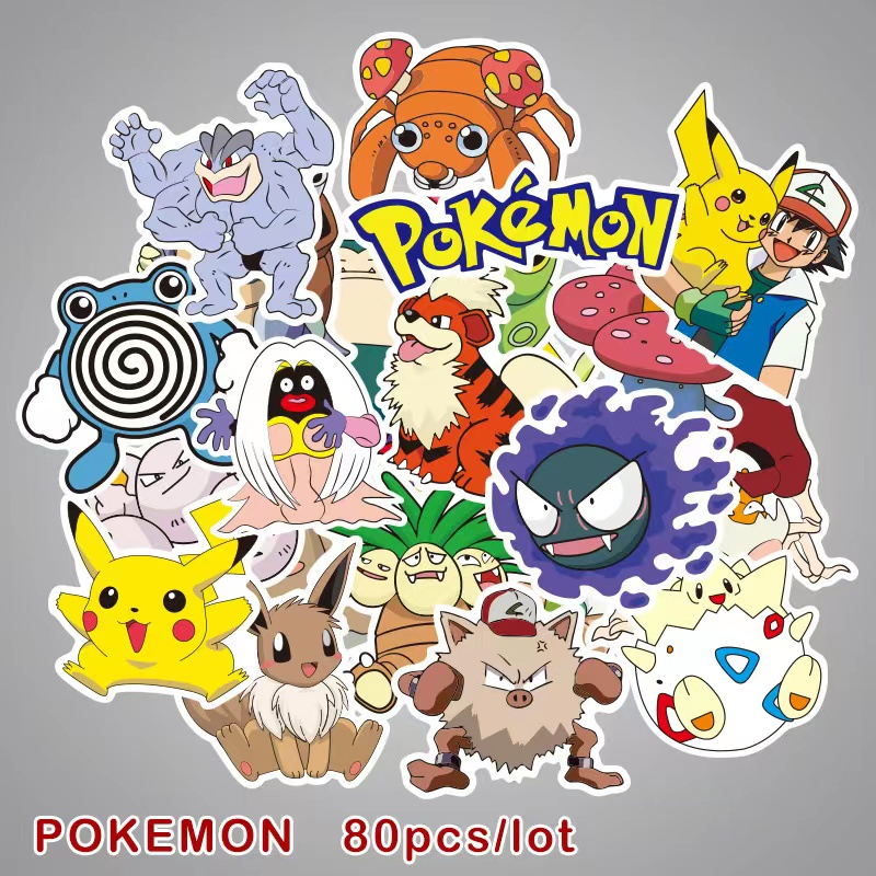 Sticker Pokemon hình dán kawaii anime chống nước Loptop \Điện thoại\ Vali\ Hành lý Nhãn dán trang trí