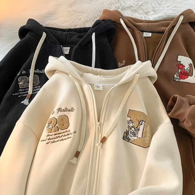 Áo Khoác Hoodie Dáng Rộng unisex Màu Trơn Có Khóa Kéo Thời Trang áo khoác hoodie nam Hàn Quốc Cho Cặp Đôi áo khoác đôi nam nữ