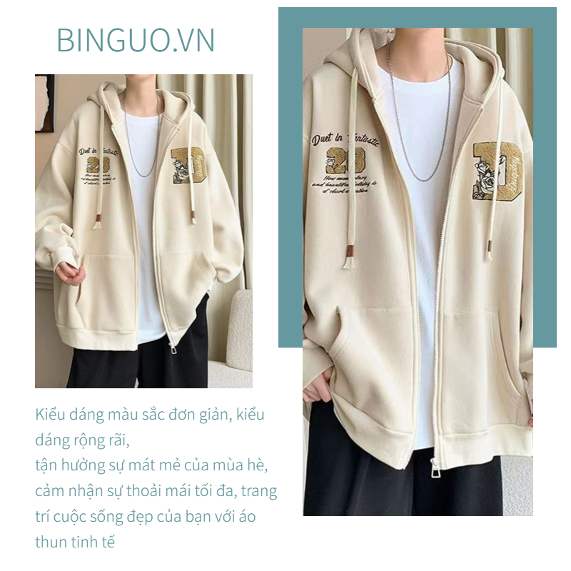 Áo Khoác Hoodie Dáng Rộng unisex Màu Trơn Có Khóa Kéo Thời Trang áo khoác hoodie nam Hàn Quốc Cho Cặp Đôi áo khoác đôi nam nữ