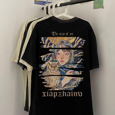 Áo Thun cotton Tay Ngắn Dáng Rộng In Hình Quả Lê Phong Cách hip hop Thời Trang Cho Nam