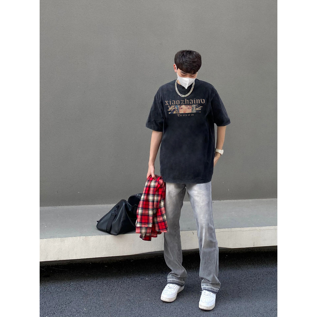 Áo Thun cotton Tay Ngắn Dáng Rộng In Hình Quả Lê Phong Cách hip hop Thời Trang Cho Nam