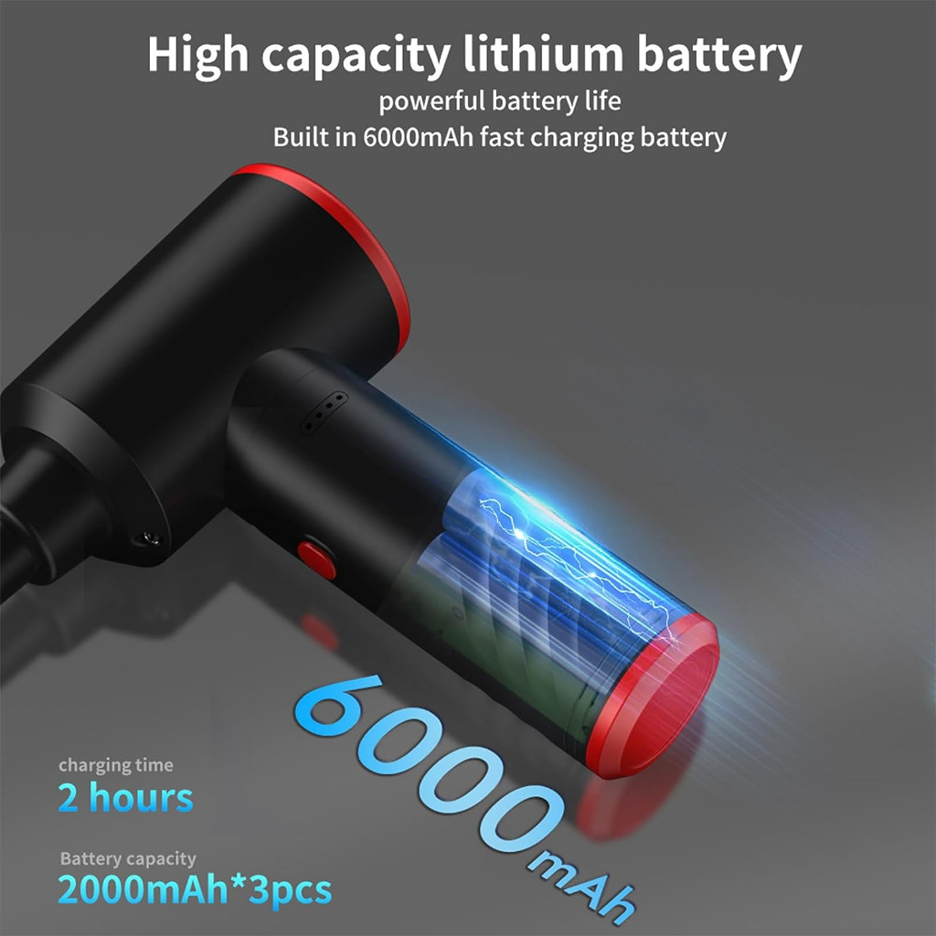 6000mah electric air duster blower máy thổi bụi không khí di động không dây remover máy hút bụi cầm tay có thể sạc lại cho pc máy tính xách tay bàn phím ô tô