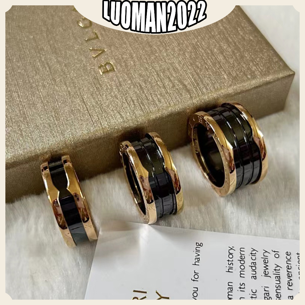 Nhẫn BVLGARI Vàng Hồng Đen Gốm Sứ