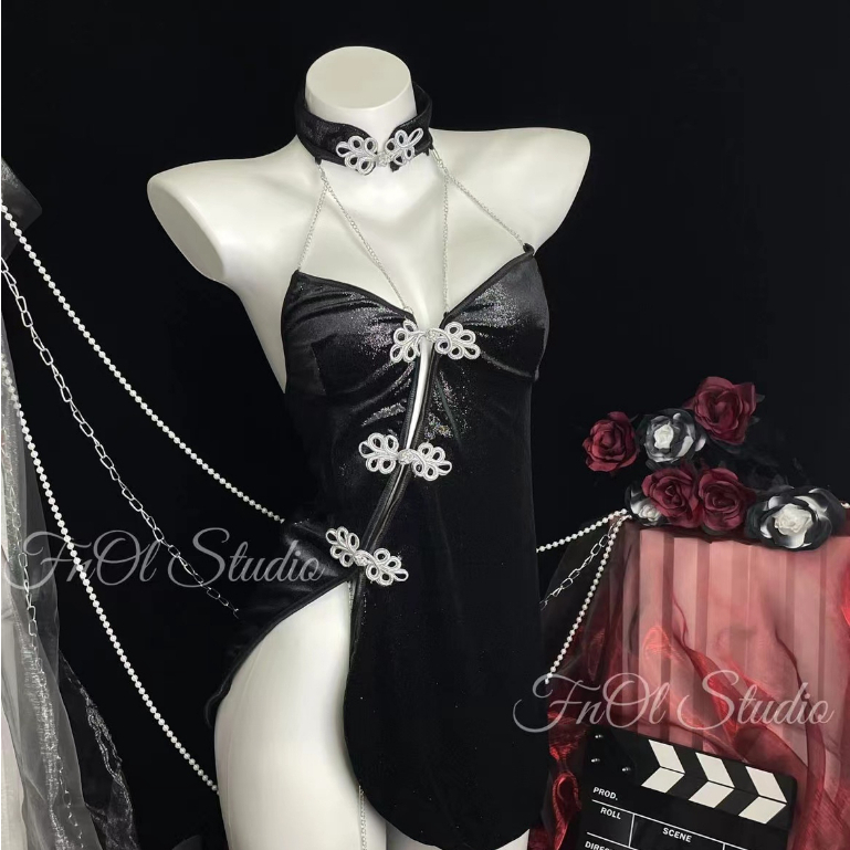 {FnOl Studio} Đêm Trắng Bộ Đồ Ngủ Gợi Cảm Đồ Lót Gợi Cảm Đồ Ngủ Gợi Cảm Bộ Đồ Ngủ Sling Bộ Đồ Ngủ V 