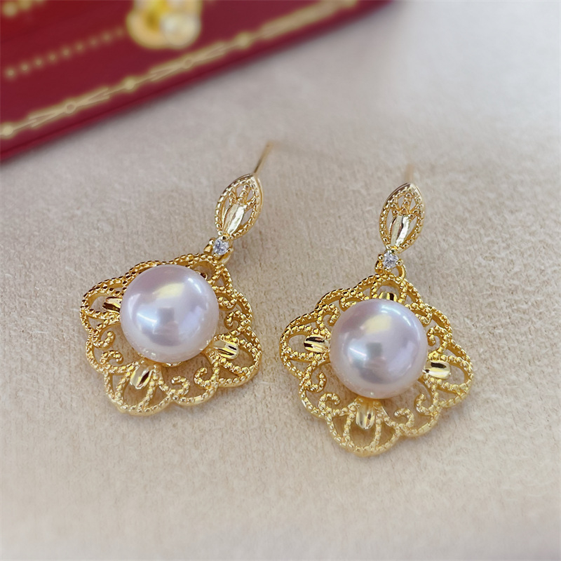 Bông Tai Mạ Vàng 18K Đính Ngọc Trai Giả Thời Trang Cho Nữ
