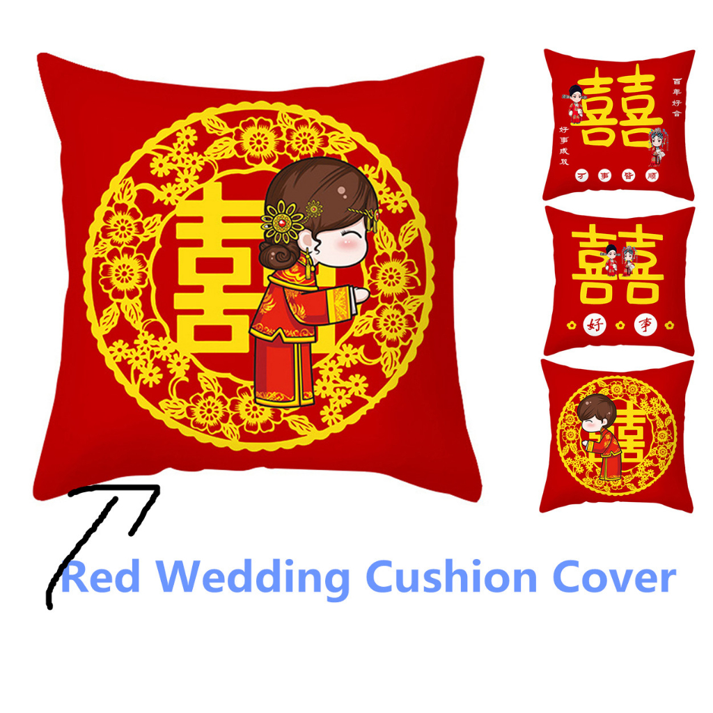Vỏ GốI MàU Đỏ VảI cotton 40X40.45X45.50X50.60X60.70X70Phụ Kiện Trang Trí Đám Cưới Xinh Xắn Chất Lượng