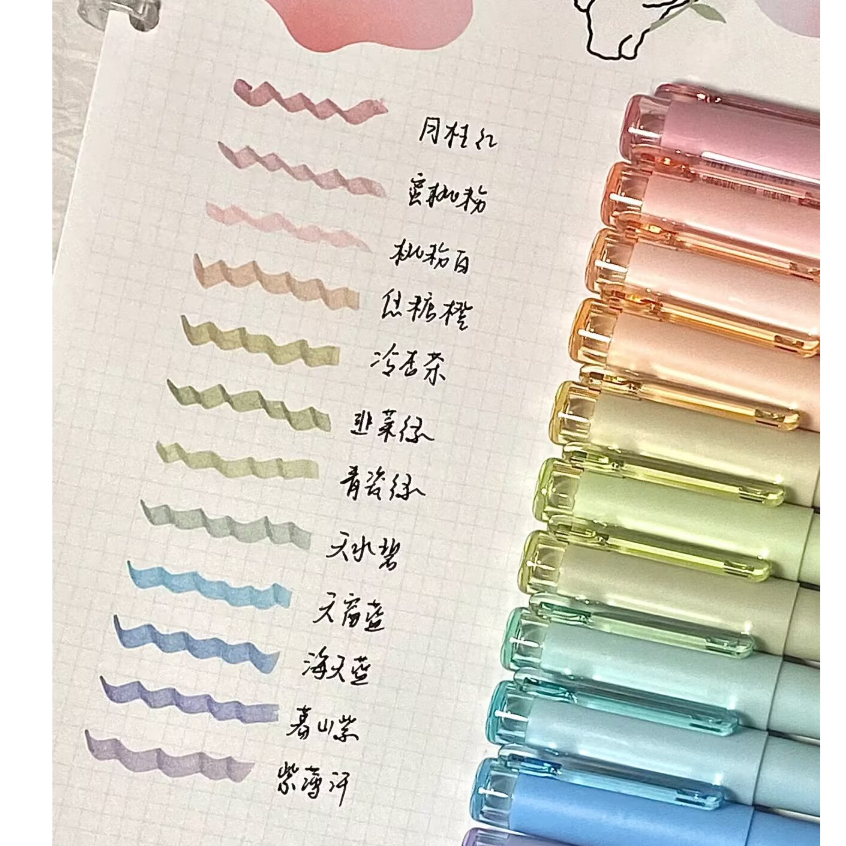 Ohaya Bộ Bút Lông Đánh Dấu Ghi Chú Đầu Mềm Bắt Sáng Ngắn Bút Lông Màu Nước Bỏ Túi Bảo Vệ Mắt