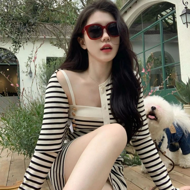 Áo Thun Dài Tay Họa Tiết Kẻ Sọc Thiết Kế Độc Đáo Thời Trang Mùa Thu Phong Cách Mới