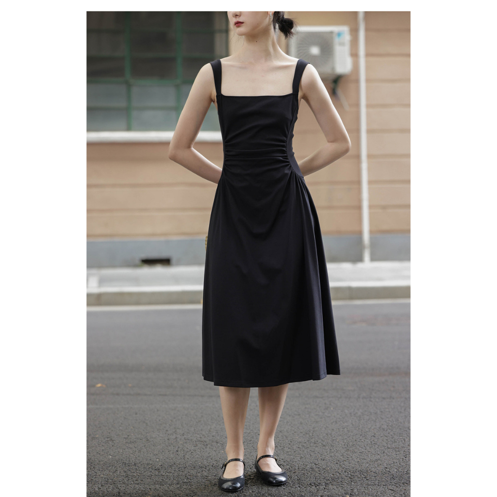 Đầm Trắng Sát Nách Vải Cotton Lụa Mềm Xếp Ly Thiết Kế Trang Nhã