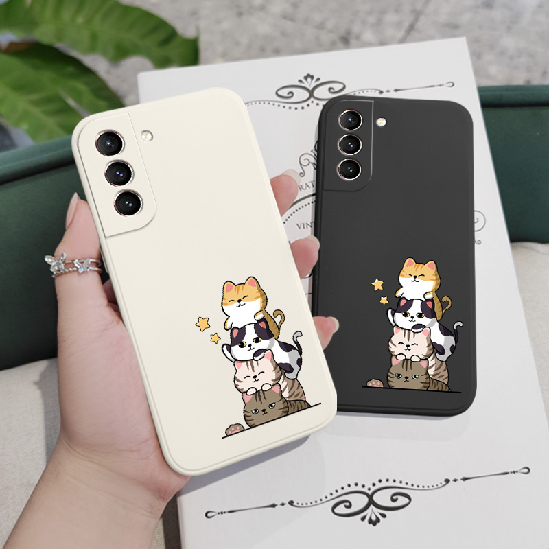 Ốp Điện Thoại Hình Mèo Dễ Thương Cho Samsung Galaxy S21 S20 FE Ultra Plus 5G