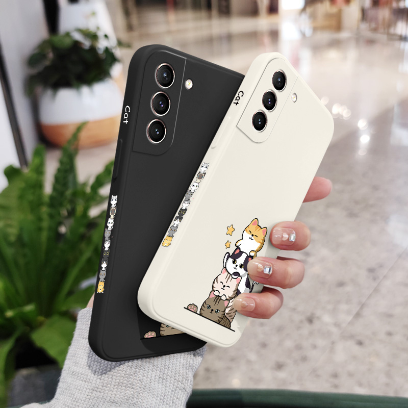 Ốp Điện Thoại Hình Mèo Dễ Thương Cho Samsung Galaxy S21 S20 FE Ultra Plus 5G