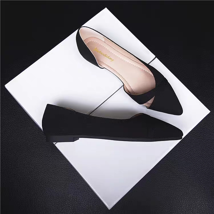 Giày Búp Bê Da Lộn Mũi Nhọn Đế Bằng Thanh Lịch Thời Trang Hè 2023 Phong Cách Hàn Quốc Cho Nữ Size 33-44