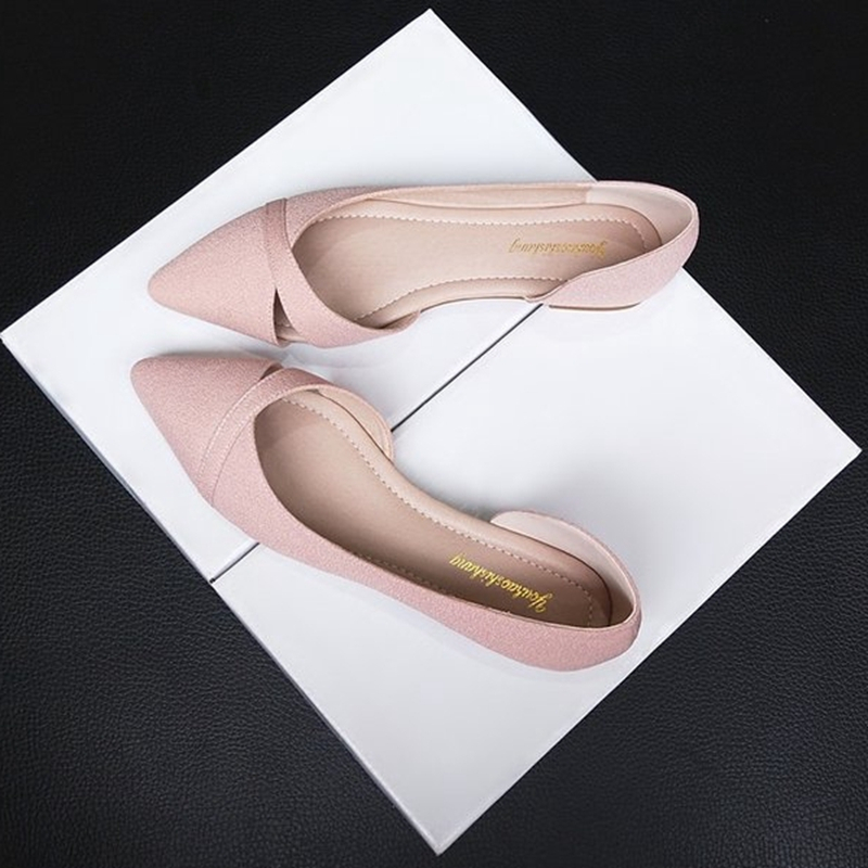 Giày Búp Bê Da Lộn Mũi Nhọn Đế Bằng Thanh Lịch Thời Trang Hè 2023 Phong Cách Hàn Quốc Cho Nữ Size 33-44