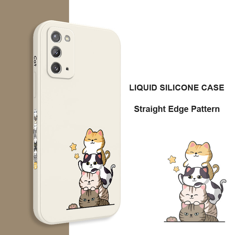 Ốp Điện Thoại Silicon Dẻo Họa Tiết Chú Mèo Xếp Chồng Lên Nhau Cho Samsung Galaxy Note 5G 20 10 9 Ultra Plus