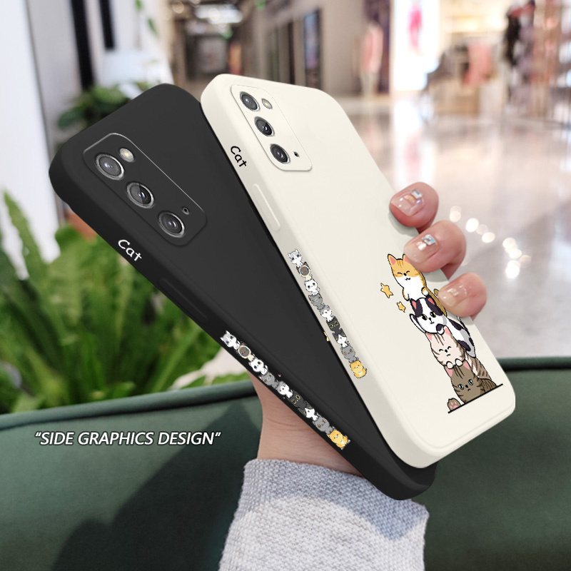 Ốp Điện Thoại Silicon Dẻo Họa Tiết Chú Mèo Xếp Chồng Lên Nhau Cho Samsung Galaxy Note 5G 20 10 9 Ultra Plus