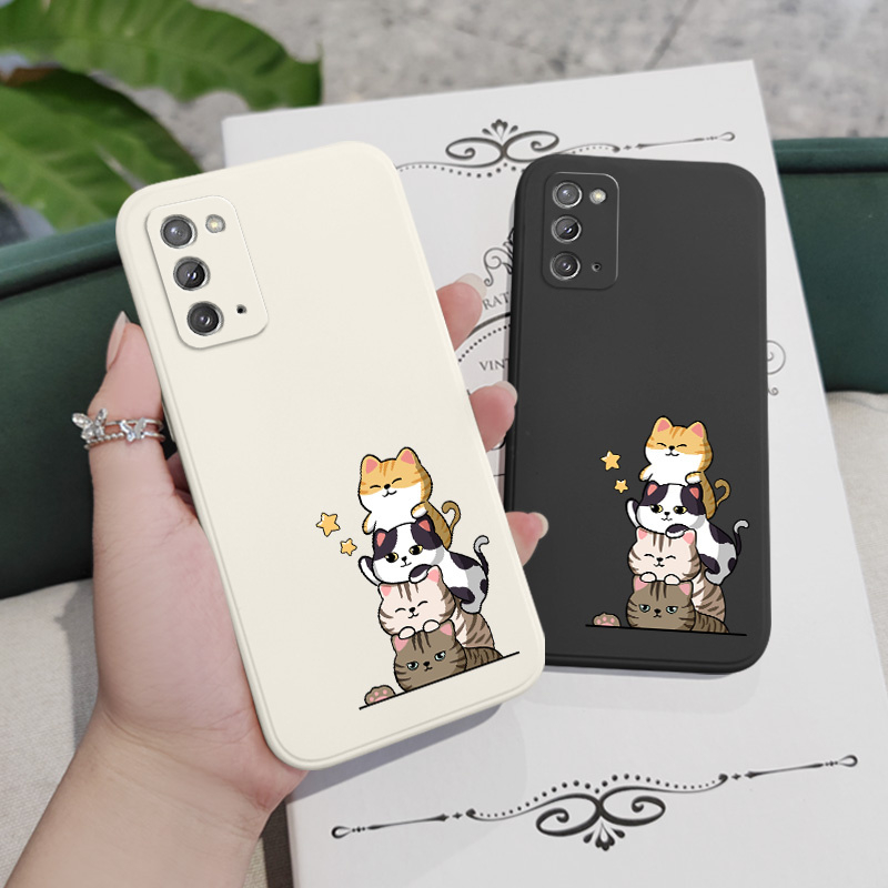 Ốp Điện Thoại Silicon Dẻo Họa Tiết Chú Mèo Xếp Chồng Lên Nhau Cho Samsung Galaxy Note 5G 20 10 9 Ultra Plus
