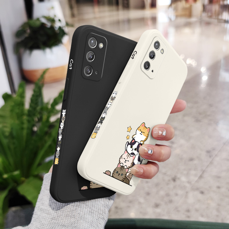 Ốp Điện Thoại Silicon Dẻo Họa Tiết Chú Mèo Xếp Chồng Lên Nhau Cho Samsung Galaxy Note 5G 20 10 9 Ultra Plus