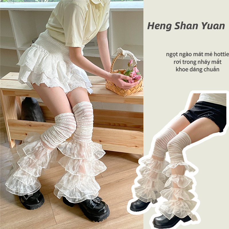 Tất ống chân HENG SHAN YUAN phối ren phong cách ngọt ngào